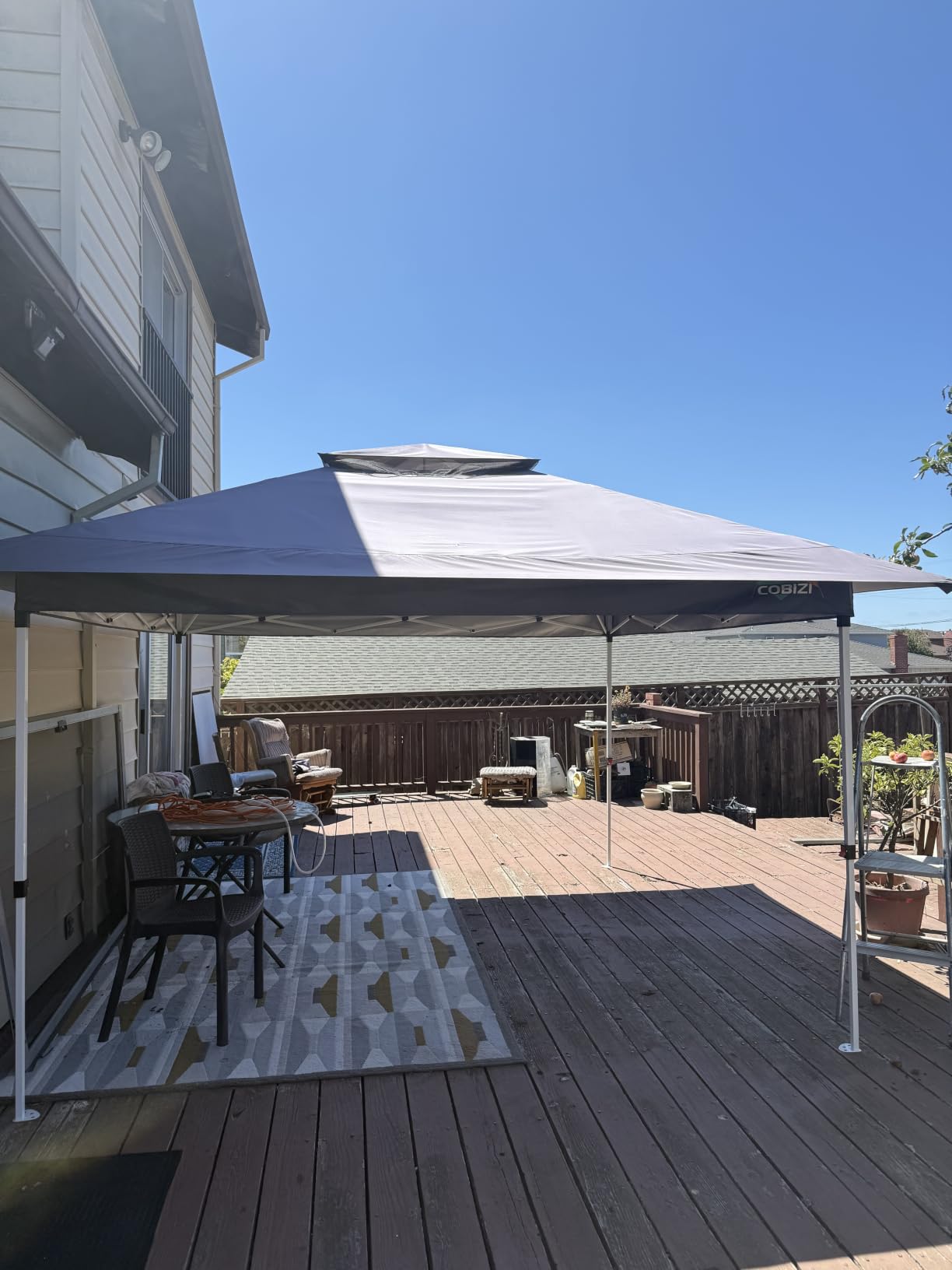 COBIZI 16x16 Pop Up Gazebo Tent with Mosquito Netting, Gazebos on Clearance, Hexagonal Outdoor Canopy Shelter, Patented Center Lock 6-Sided Portable Gazebos, Pop Up Canopy Tent for Backyard, Brown customer photo 1