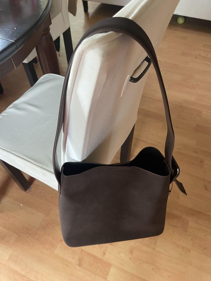 BOSTANTEN Suede Bucket Bag for Women, Hobo Purse with Adjustable Strap customer photo 2