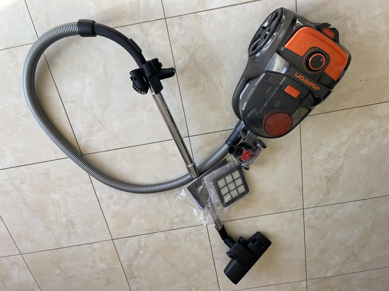 Aspiron Canister Vacuum Cleaner, 40Kpa Bagless Vacuum Cleaners | 4QT Large Dust Cup, Double HEPA Filter, Retractable Cord, 1600W Lightweight Vacuum Cleaner with 5 Tools for Hard Floors, Sun customer photo 1