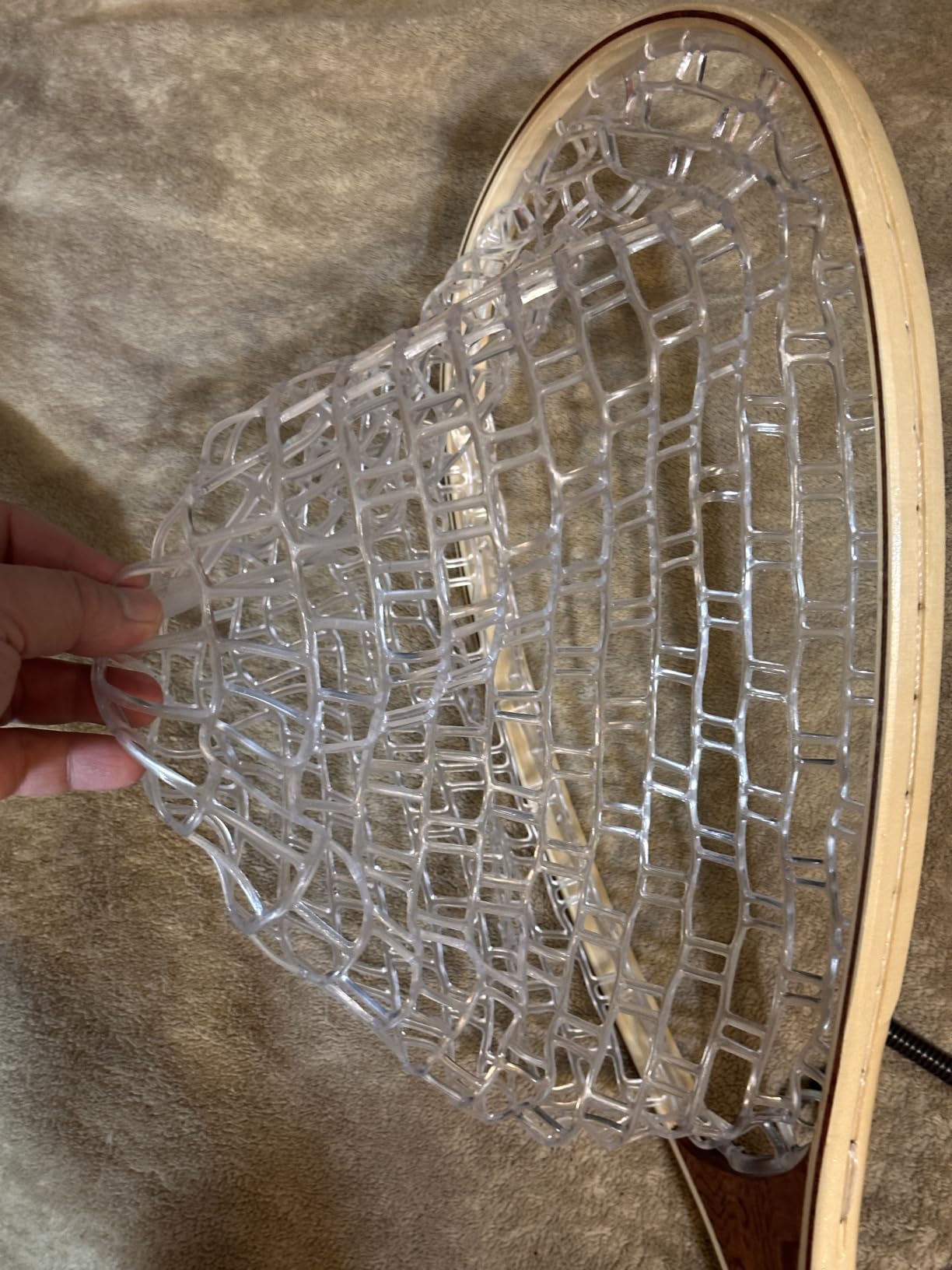 Wooden Fly Fishing Landing Net with Clear Soft Rubber Mesh | Floating Trout Net, Magnetic Quick Release Buckle, Anti-Loss Rope, 10.4 x 15 in Hoop, 23.6 in Length, 0.75 lb customer photo 2