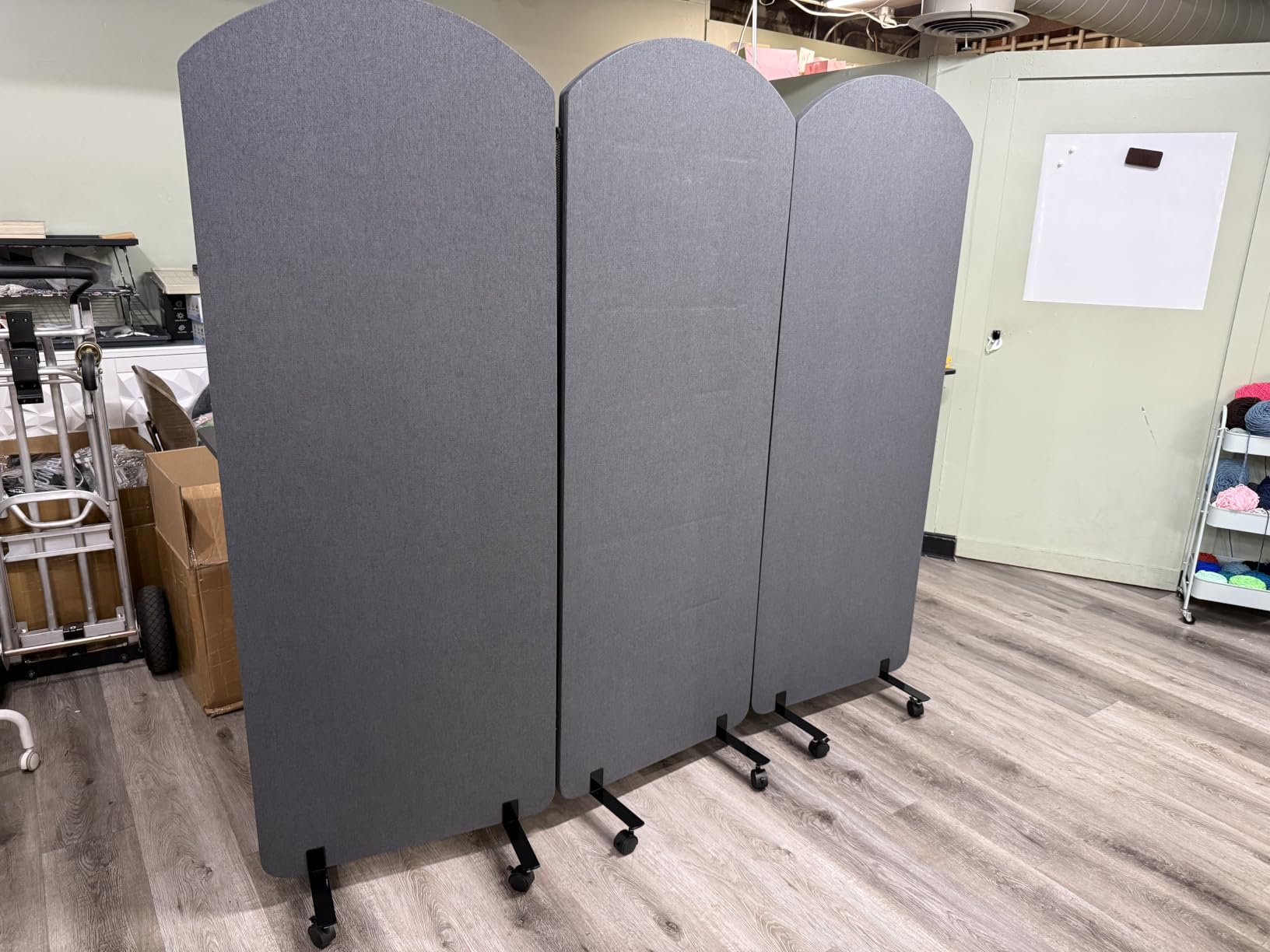3-Panel Office wall Divider W/Wheels, 72 x 66 in Portable Partition wall | Office Dividers for Sound Proofing & Reducing, Freestanding Privacy Cubicle Temporary Wall with Whiteboards, pen, thumbtacks customer photo 1