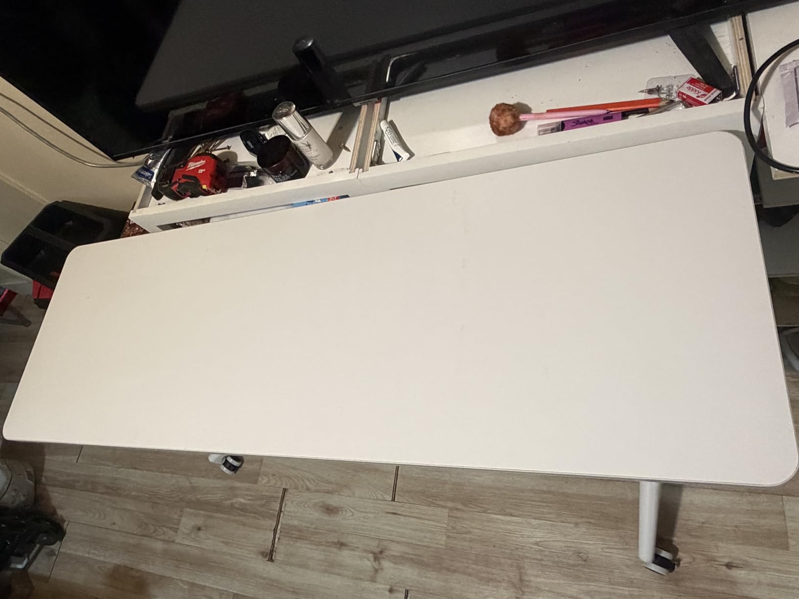 Folding Conference Table with Wheels & Flip Top - Modular Mobile Meeting Table for Office, Training Seminar, Space Saving Design, Easy Folding Classroom Table (1, Gray, 55x20x30 in) customer photo 2