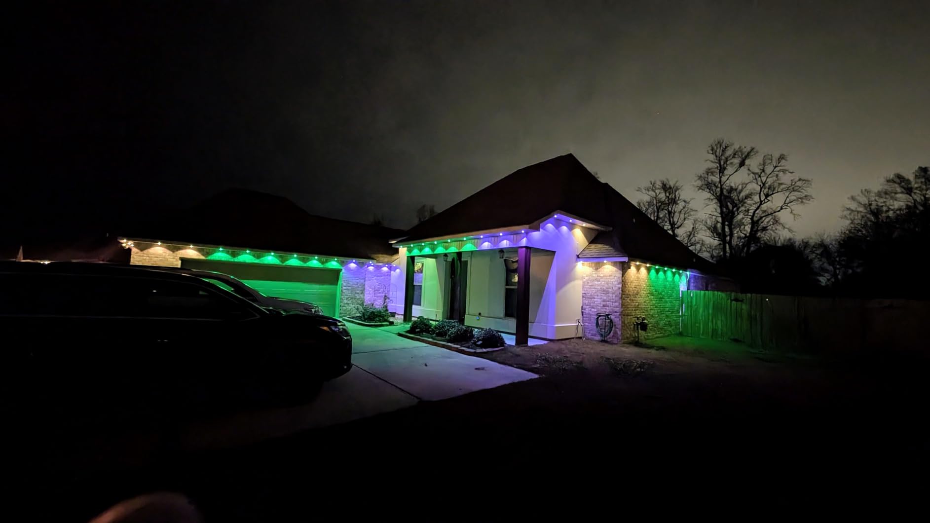 Permanent Outdoor Lights 200ft RGB+IC Outdoor String Lights App&Voice Control,IP67 Waterproof,100 Scene Modes Decoration for Home Christmas,Halloween,Holiday（100ftx2pack customer photo 2