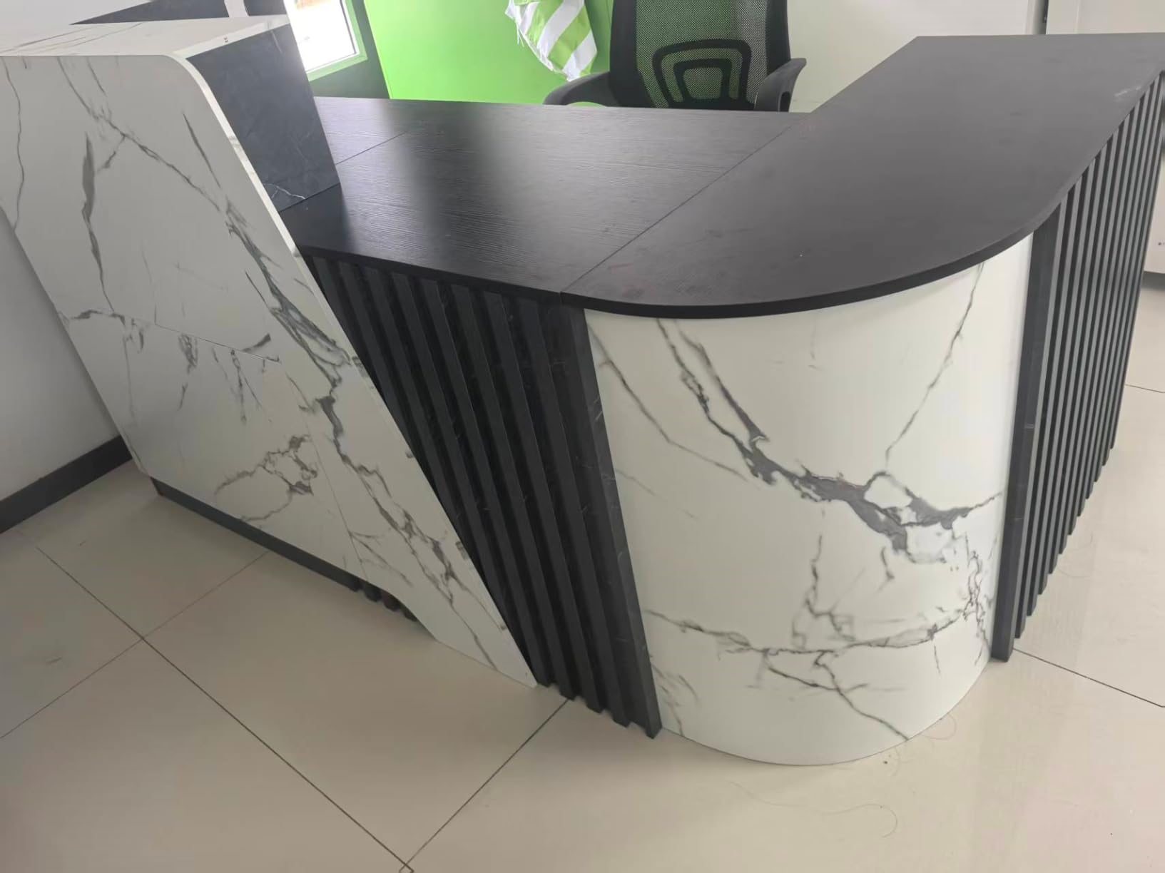 L-Shaped Reception Desk with Curved Corner for Office, Salon & Lobby customer photo 1