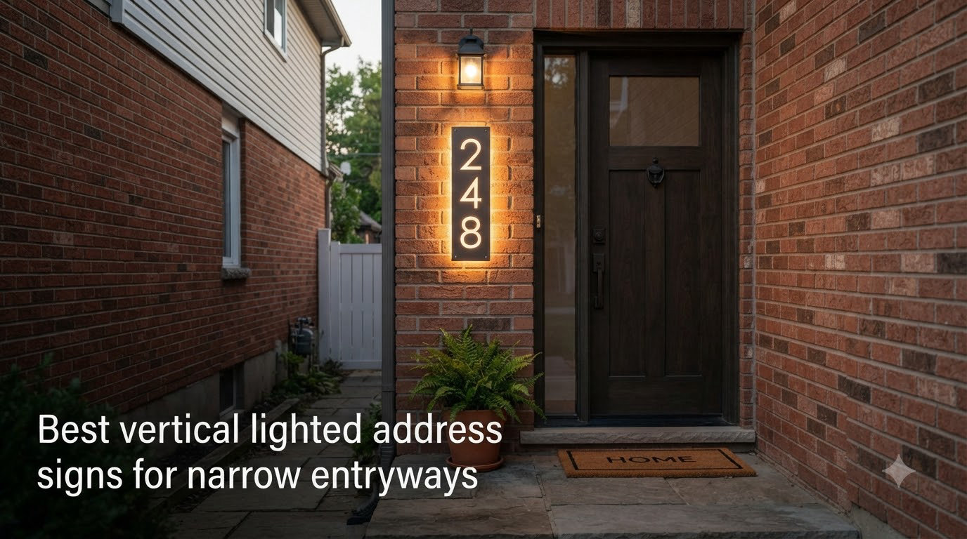 Best vertical lighted address signs for narrow entryways