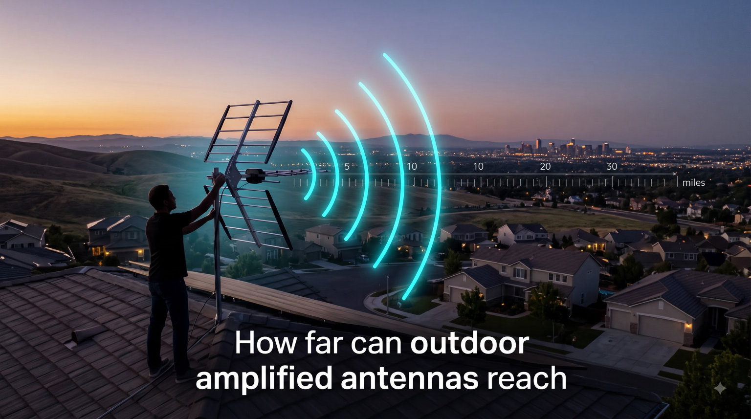 How far can outdoor amplified antennas reach
