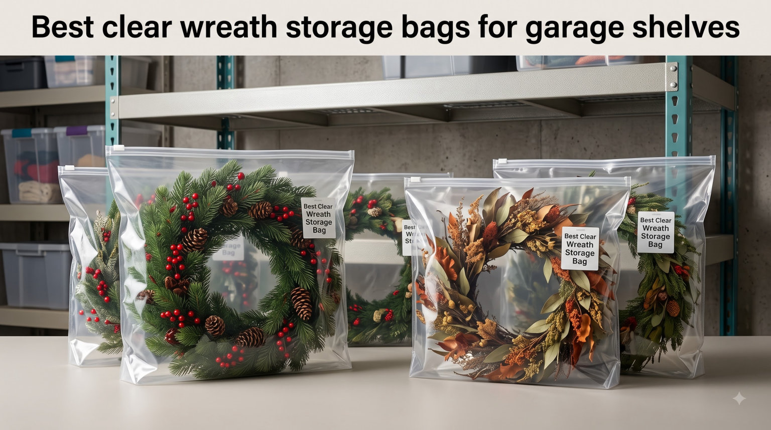 Best clear wreath storage bags for garage shelves
