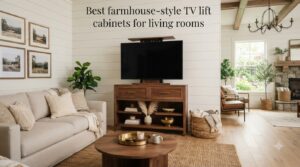 Best farmhouse-style TV lift cabinets for living rooms