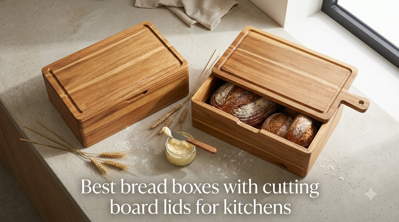 Best bread boxes with cutting board lids for kitchens