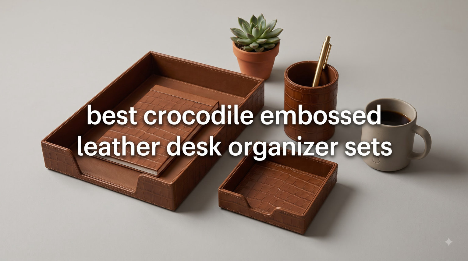 best crocodile embossed leather desk organizer sets