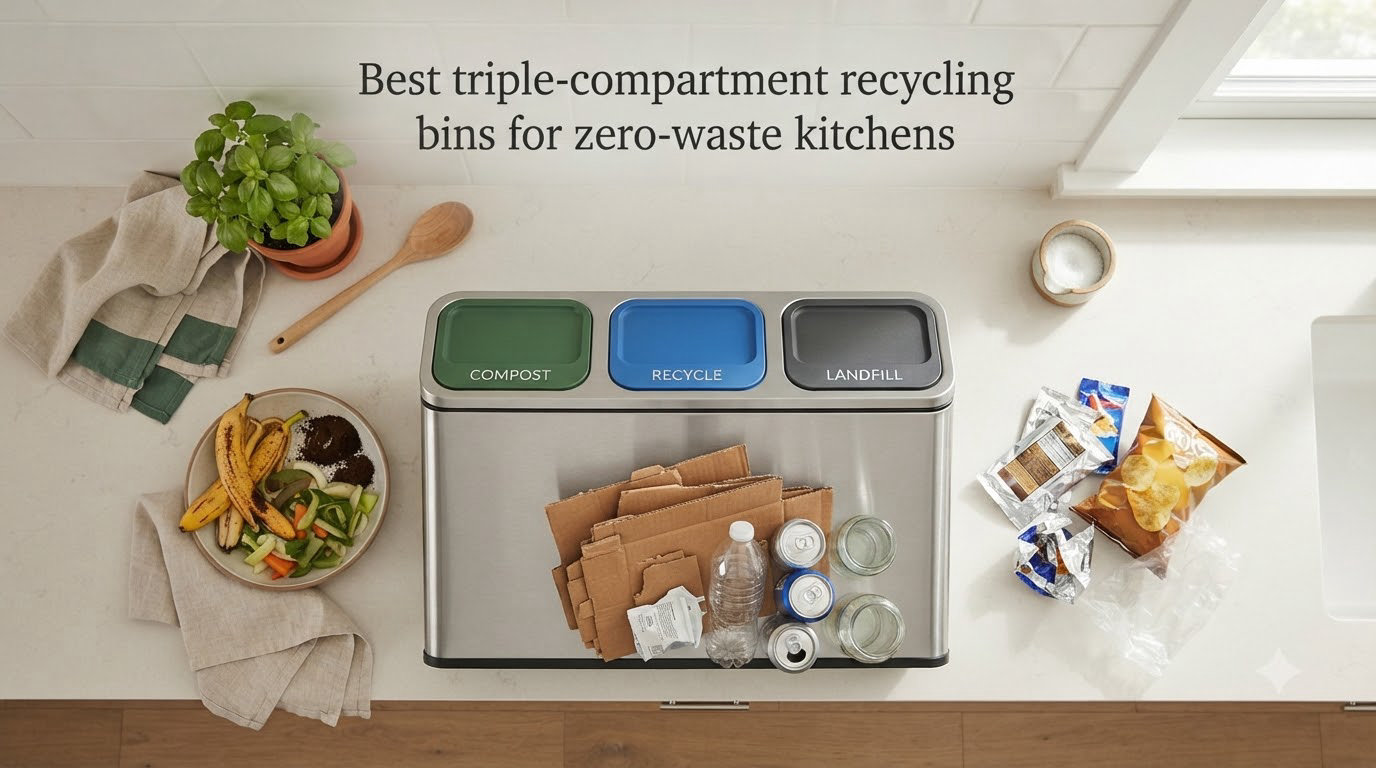 Best triple-compartment recycling bins for zero-waste kitchens