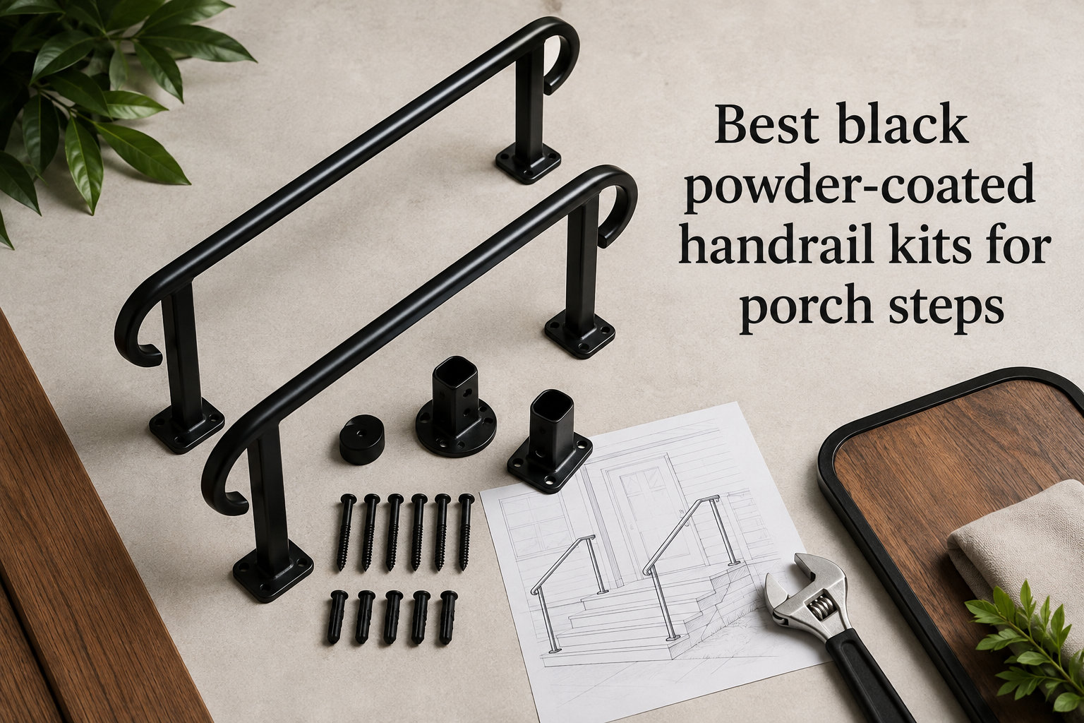 Best black powder-coated handrail kits for porch steps