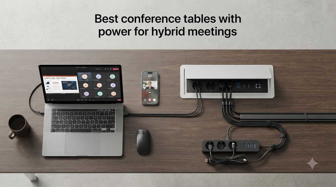 Best conference tables with power for hybrid meetings