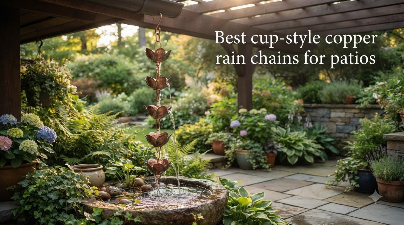 Best cup-style copper rain chains for patios