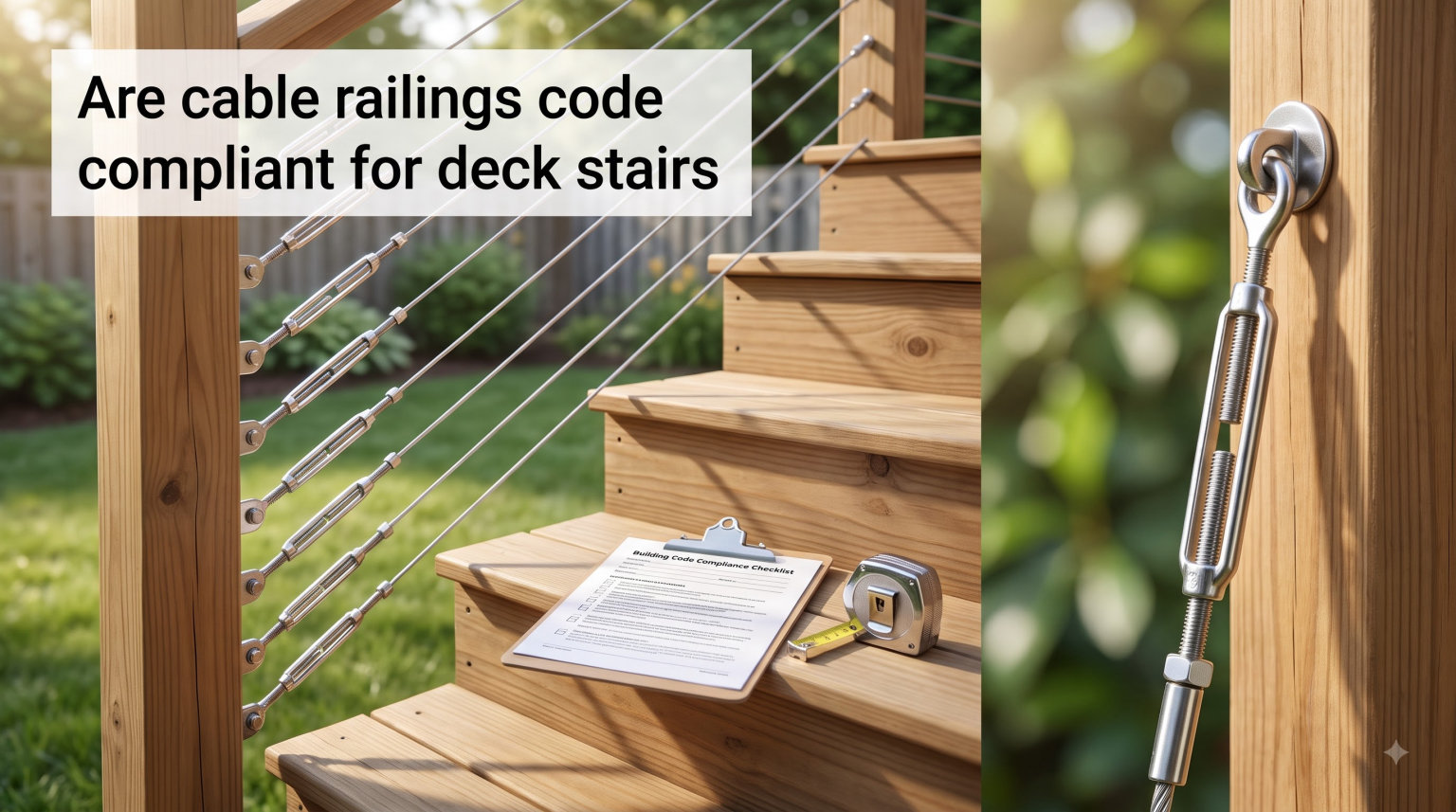 Are cable railings code compliant for deck stairs