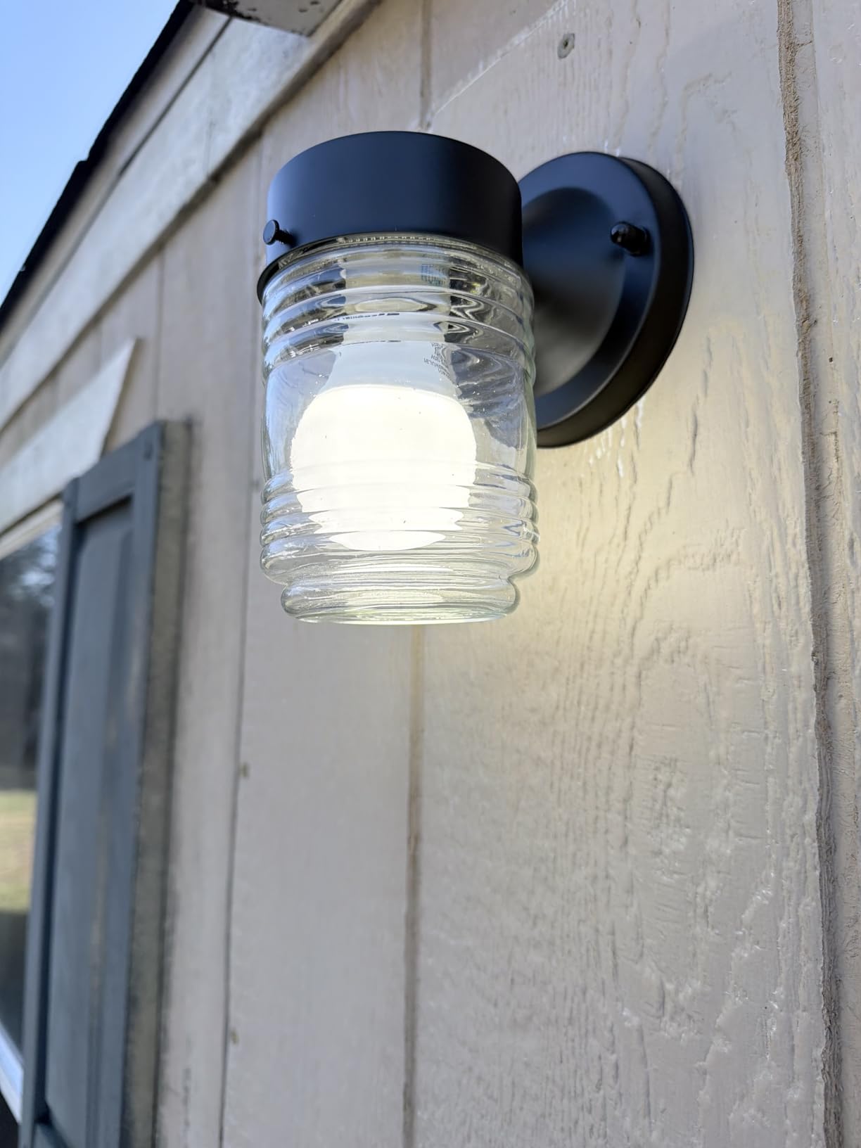 Design House Jelly Jar Outdoor Wall Light, Matte Black customer photo 1