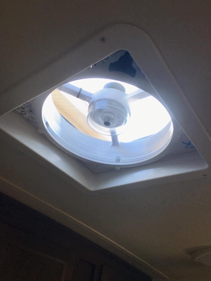 MAXXAIR Maxxfan Plus High Powered 10-Speed RV Intake and Exhaust Fan - Manual or Remote Control Electric Opening, Easy Ceiling Controls, Rain Sensor with Automatic Lid Closure, Smoke (00-04500K) customer photo 1