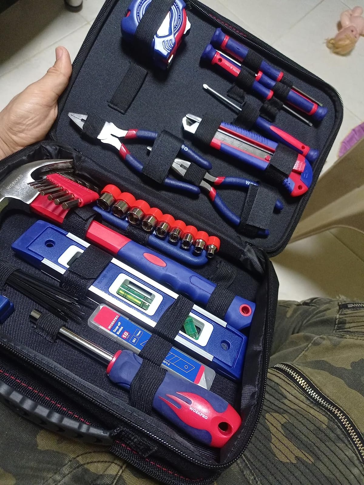 WORKPRO Home Tool Kit, 100 Piece Kitchen Drawer Household Hand Tool Set with Easy Carrying Pouch customer photo 1