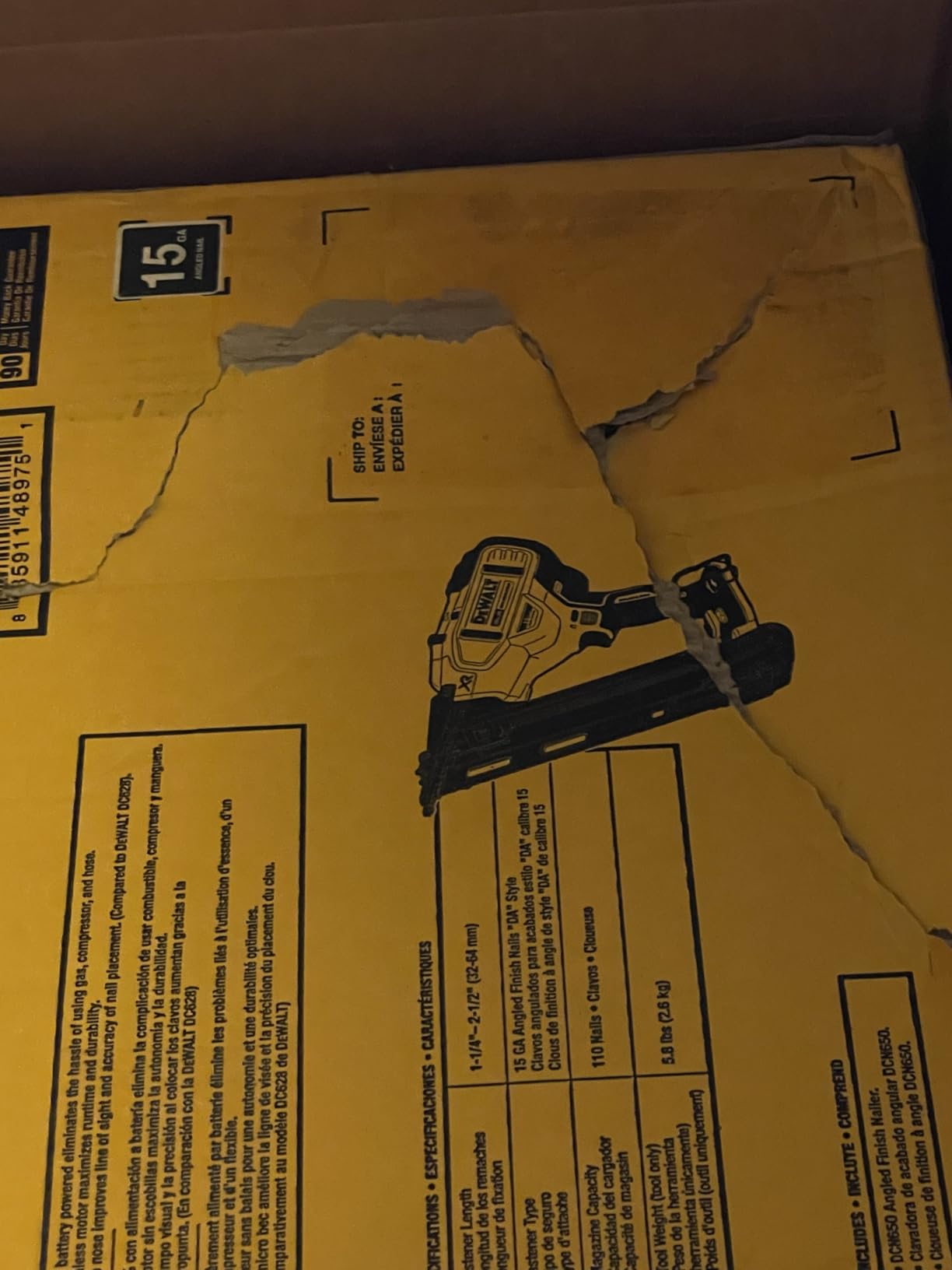 20V MAX XR Lithium-Ion Cordless 15-Gauge Angled Finish Nailer (Tool Only) customer photo 1