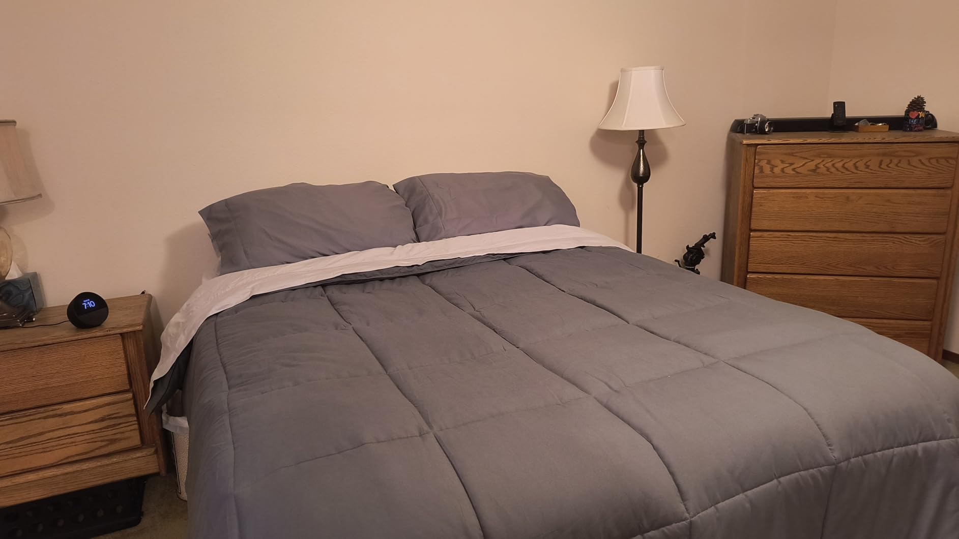 Bare Home Queen Comforter Set - 1800 Ultra Soft (Queen, Grey) customer photo 2