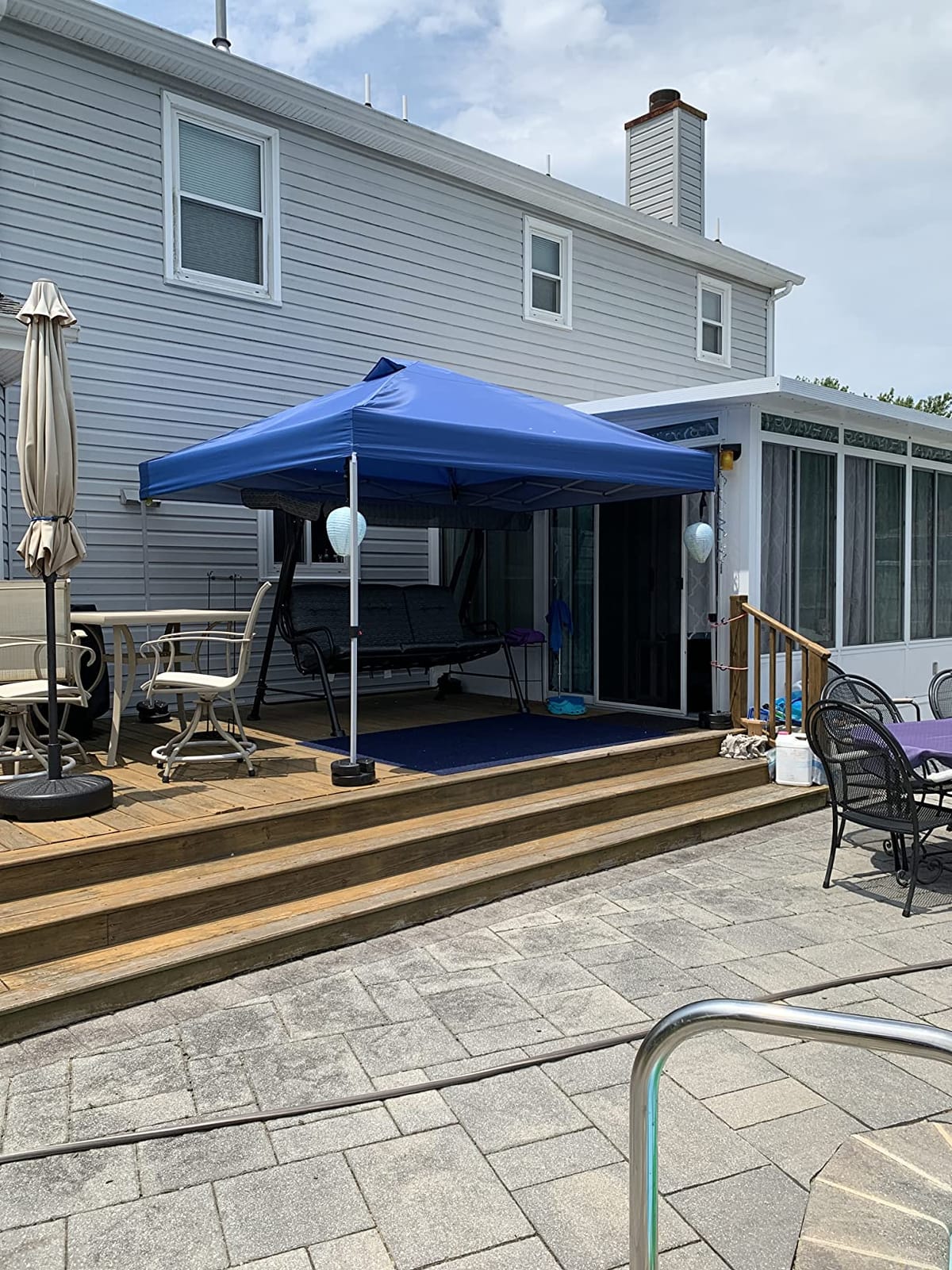CROWN SHADES 10x10 Pop Up Canopy Tent with One Push Setup, Grid White customer photo 1