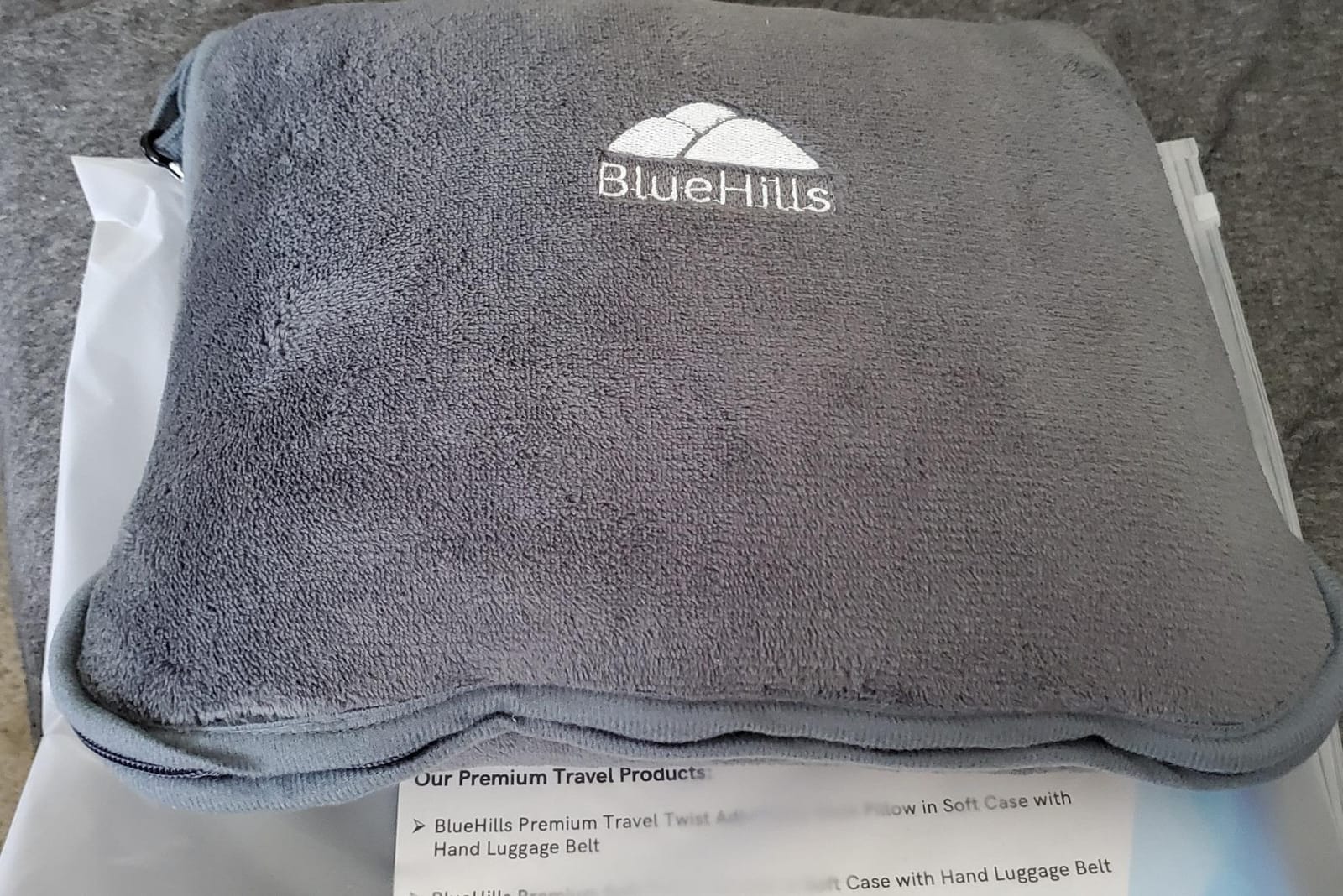 BlueHills Premium Soft Travel Blanket Pillow Airplane Compact - Navy Blue customer photo 2