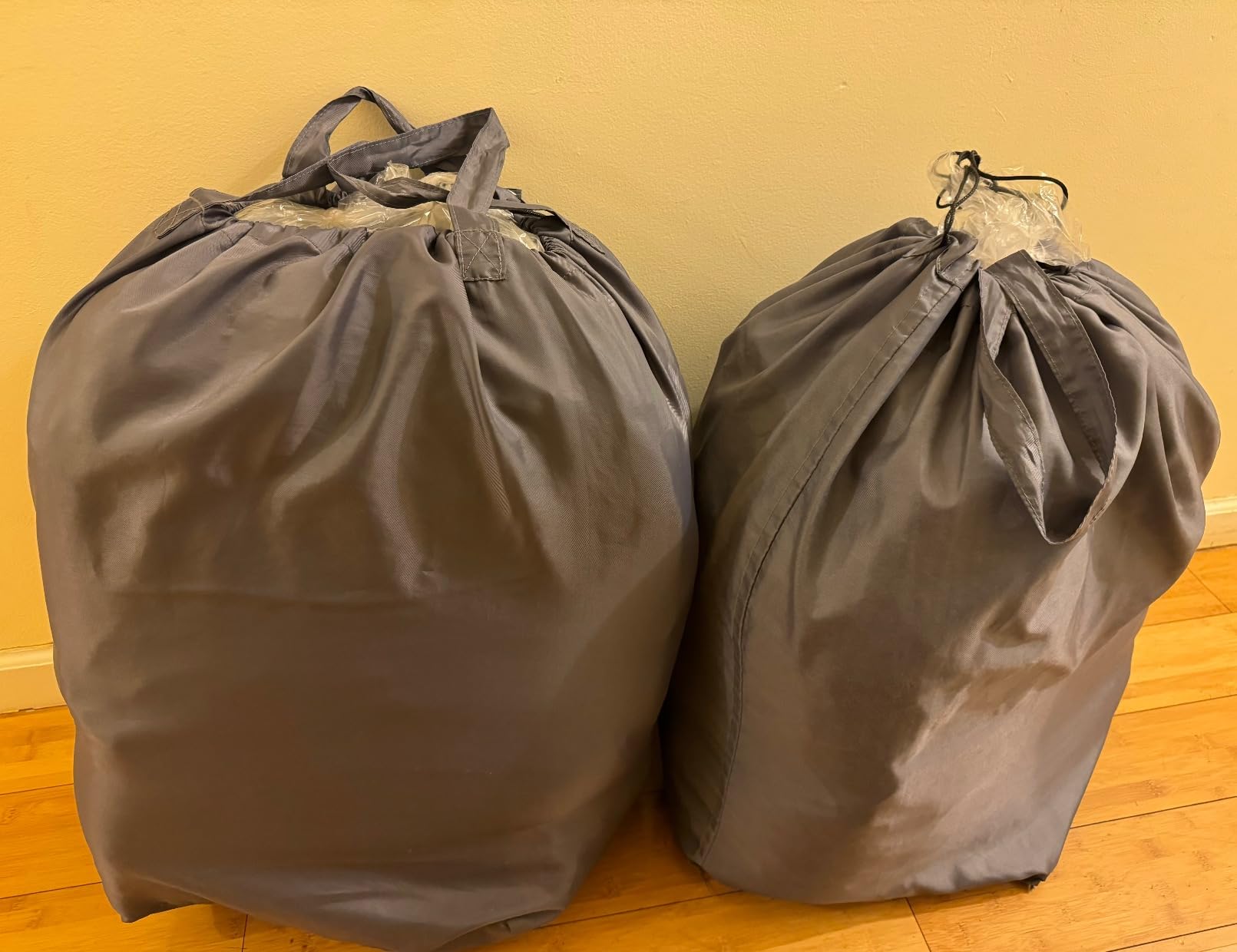 Washable Travel Laundry Bag with Handles and Drawstring (2 Pack), Heavy Duty Large Enough to Hold 3 Loads of Laundry, Fit a Laundry Basket or Clothes Hamper, 27.5x34.5 in,Grey customer photo 2
