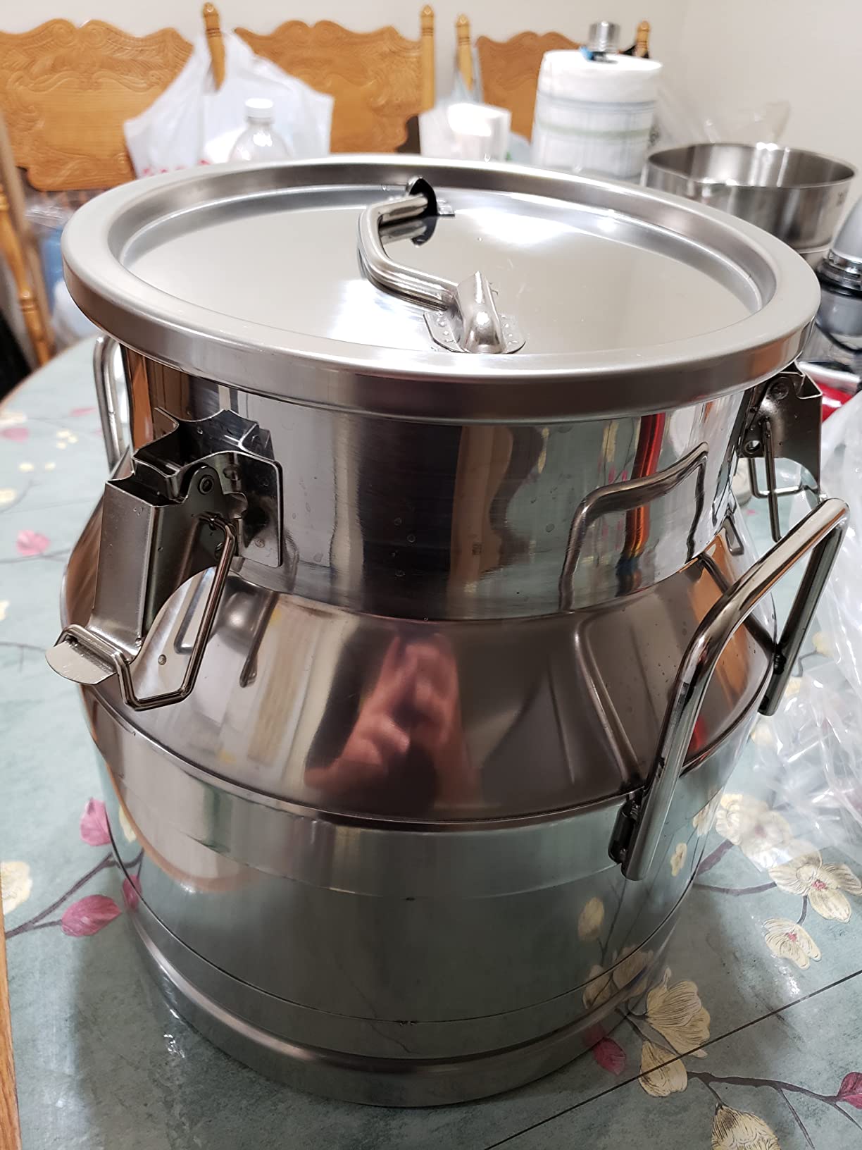 20L/5.25Gallon Stainless Steel Milk Can - Heavy Duty Milk Jug Bucket with Ergonomic Handle and Tight Lid, SS Liquid Solid Container, Non-Slip Base, Seamless Design, Simply Rinse for Clean customer photo 1
