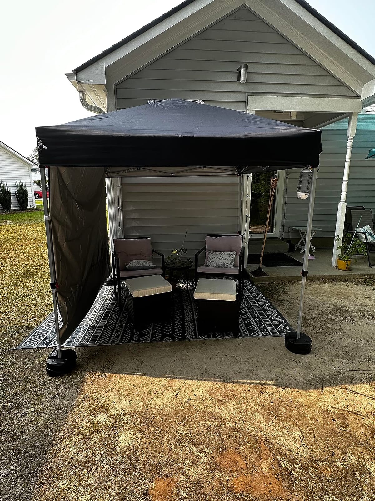 MASTERCANOPY 10x10 Durable Pop Up Canopy Tent with 1 Sidewall, Black customer photo 2