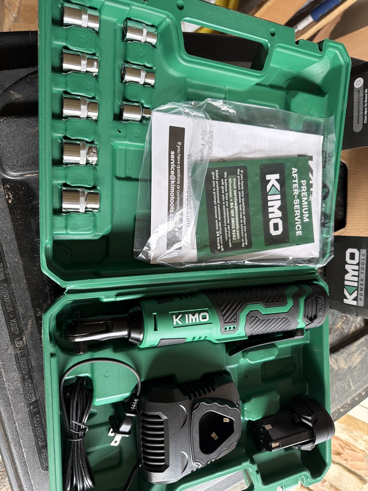 KIMO 3/8 Cordless Electric Ratchet Wrench, 40Ft-lbs, 400RPM Variable Speed customer photo 1