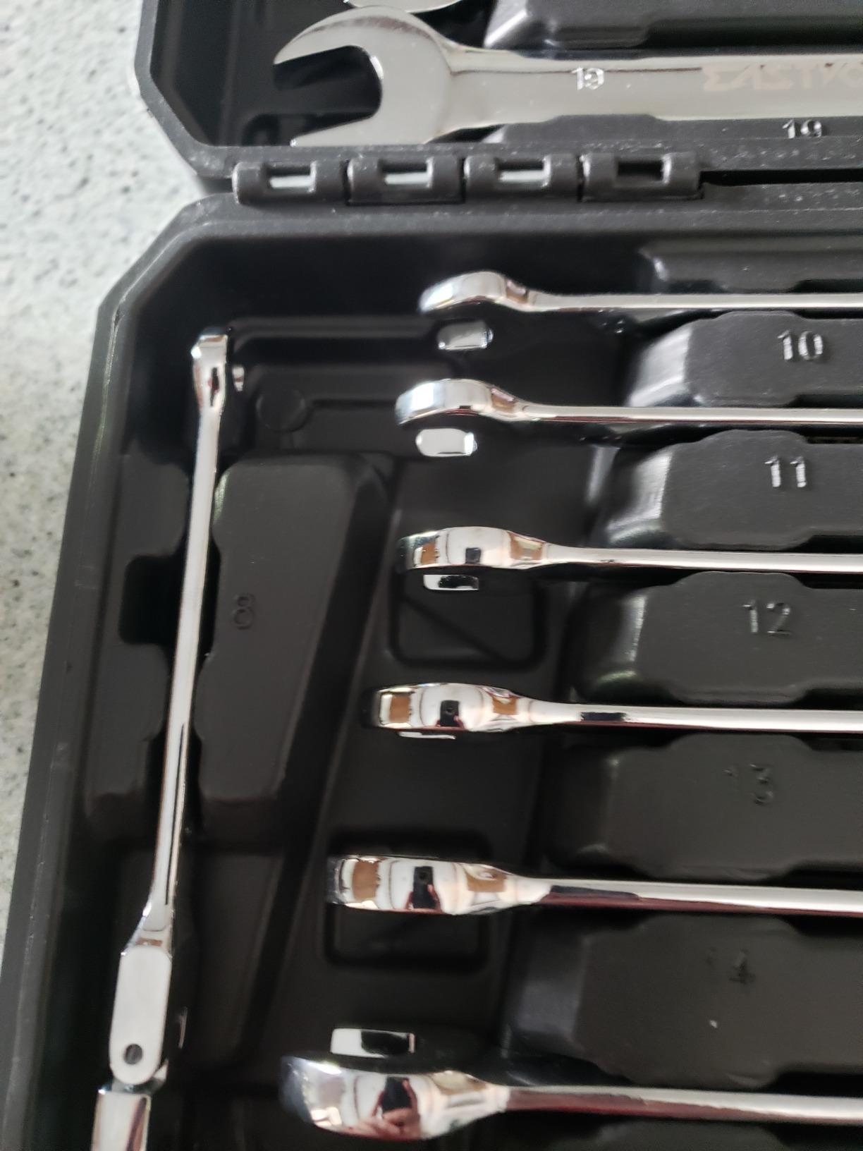 Eastvolt 12-Piece Flex-Head Ratcheting Wrench Set, Metric 8mm-19mm, Combination Ended Spanner kits, Chrome Vanadium Steel with Toolbox, EVHT1201 customer photo 2
