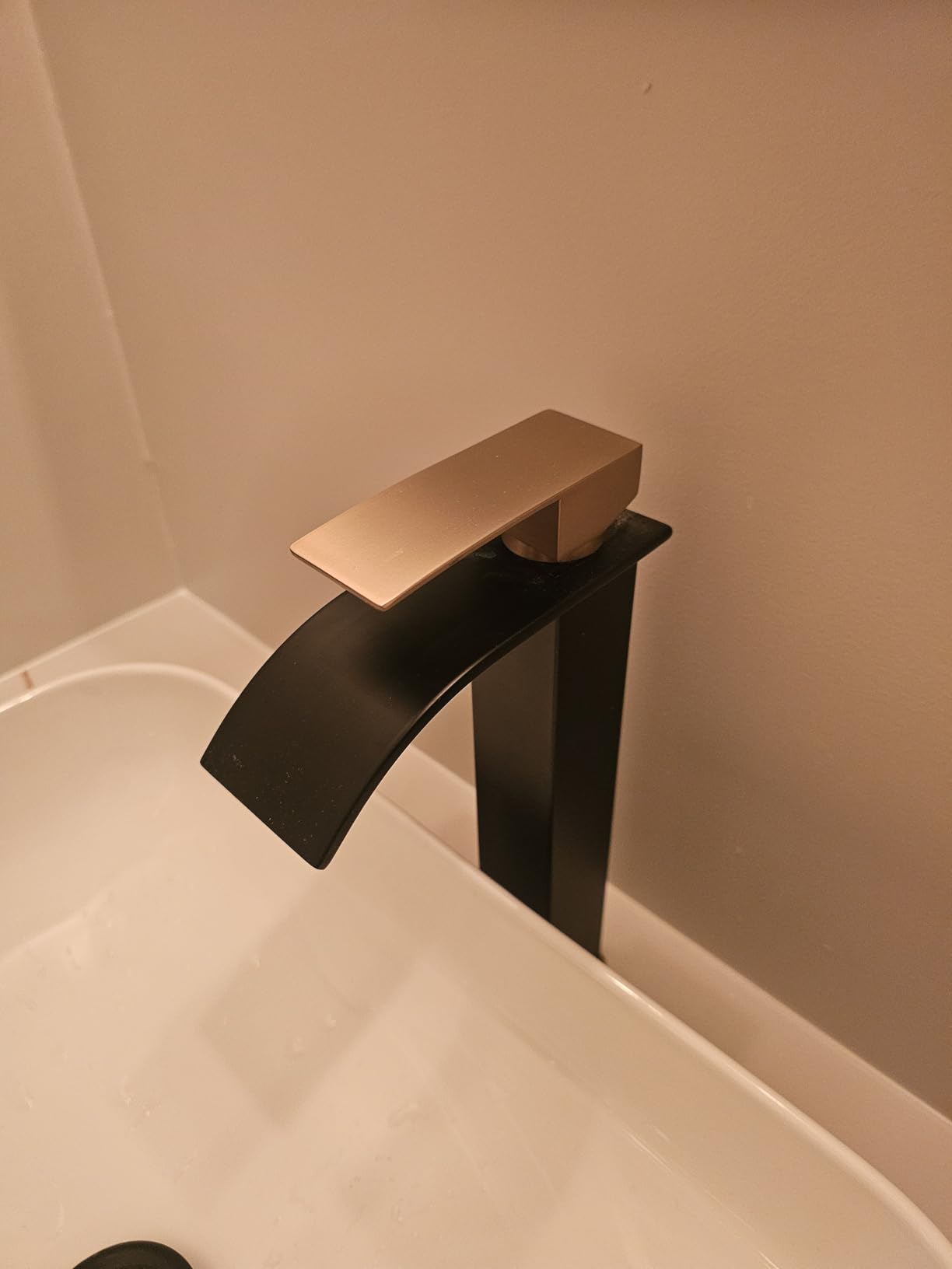 Airuida Vessel Sink Faucet,Black Tall Waterfall Faucet No Drain customer photo 2
