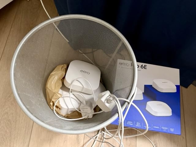 Amazon eero Pro 6E mesh wifi system - Supports internet plans up to 2.5 Gbps, Coverage up to 6,000 sq. ft., Connect 100+ devices, 3-pack customer photo 1
