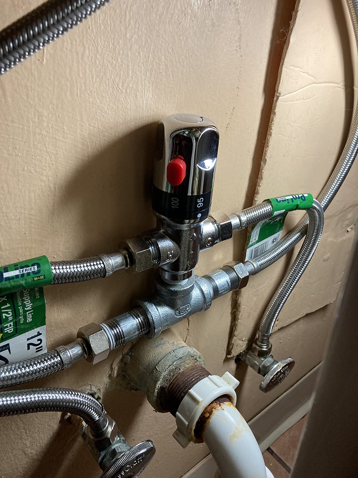 TreMax Thermostatic Mixing Valve, Shower Mixing Valve with NPT Thread US Standard, Temperature Constant Control Valve, Fahrenheit Scale Mark, Solid Brass- Golden customer photo 2