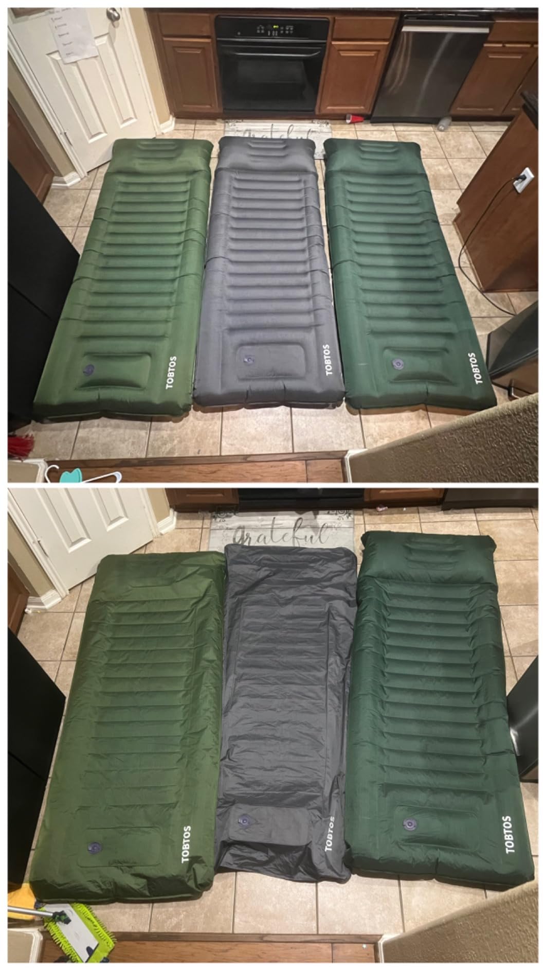 TOBTOS Inflatable Camping Sleeping Pad with Pillow, Thick 6 Inch Ultralight Sleeping Pad with Built-in Pump, Lightweight Sleeping Mat for Camping, Backpacking, Hiking, Tent (Grey) customer photo 1
