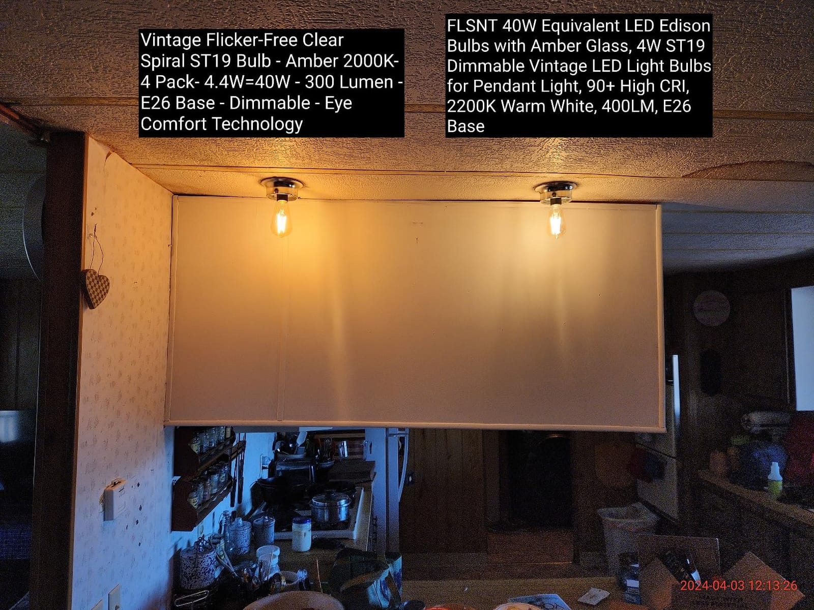 PHILIPS LED 40W ST19 2-Pack Vintage Edison Amber (2000K) 300 Lumen (4.4W = 40W) Dimmable Frosted Flicker-Free Light Bulbs customer photo 2
