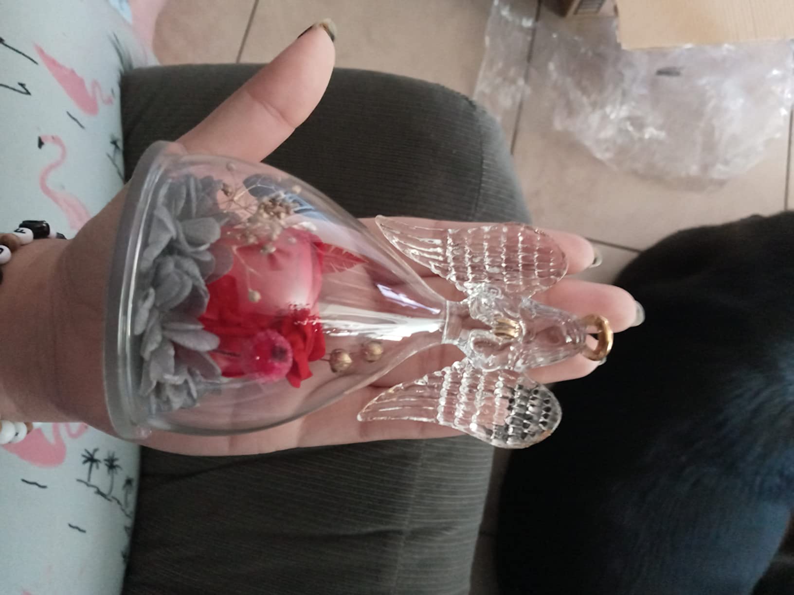 Sunia Gifts for Mom Birthday Gifts for Women, Preserved Real Roses in Glass Angel Figurine, Eternal Forever Flowers for Delivery Prime, Fresh Flower Presents for Mothers Grandma Wife Daughter Sister customer photo 1