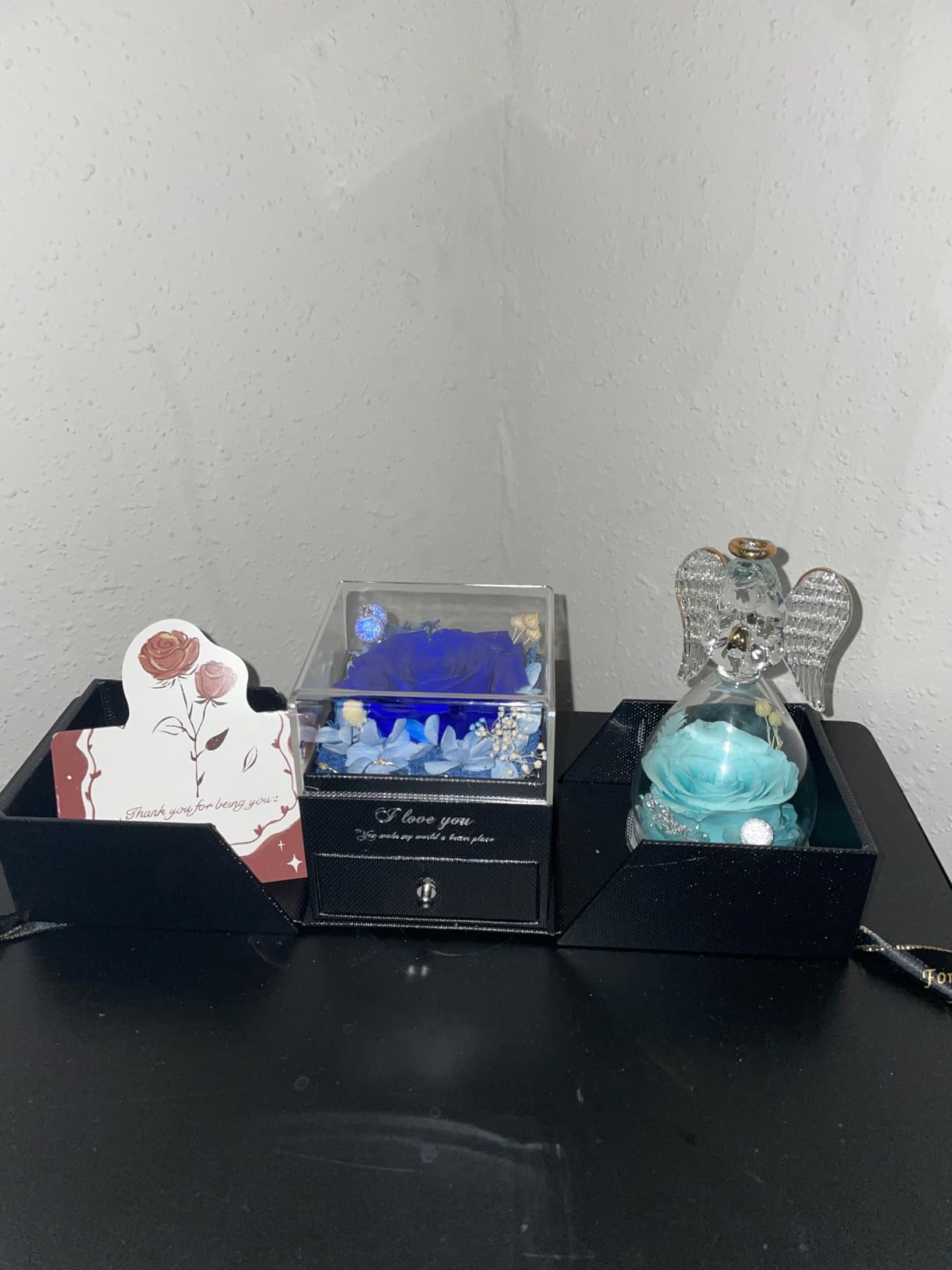 Sunia Gifts for Mom Birthday Gifts for Women, Preserved Real Roses in Glass Angel Figurine, Eternal Forever Flowers for Delivery Prime, Fresh Flower Presents for Mothers Grandma Wife Daughter Sister customer photo 2