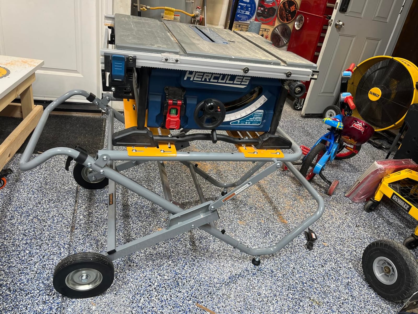 POWERTEC Table Saw Stand with 8-Inch Jobsite Wheels, Upright Folding Design, 330Lbs Load Capacity, Multiple Adjustable Mounting Options (MT4009V) customer photo 2