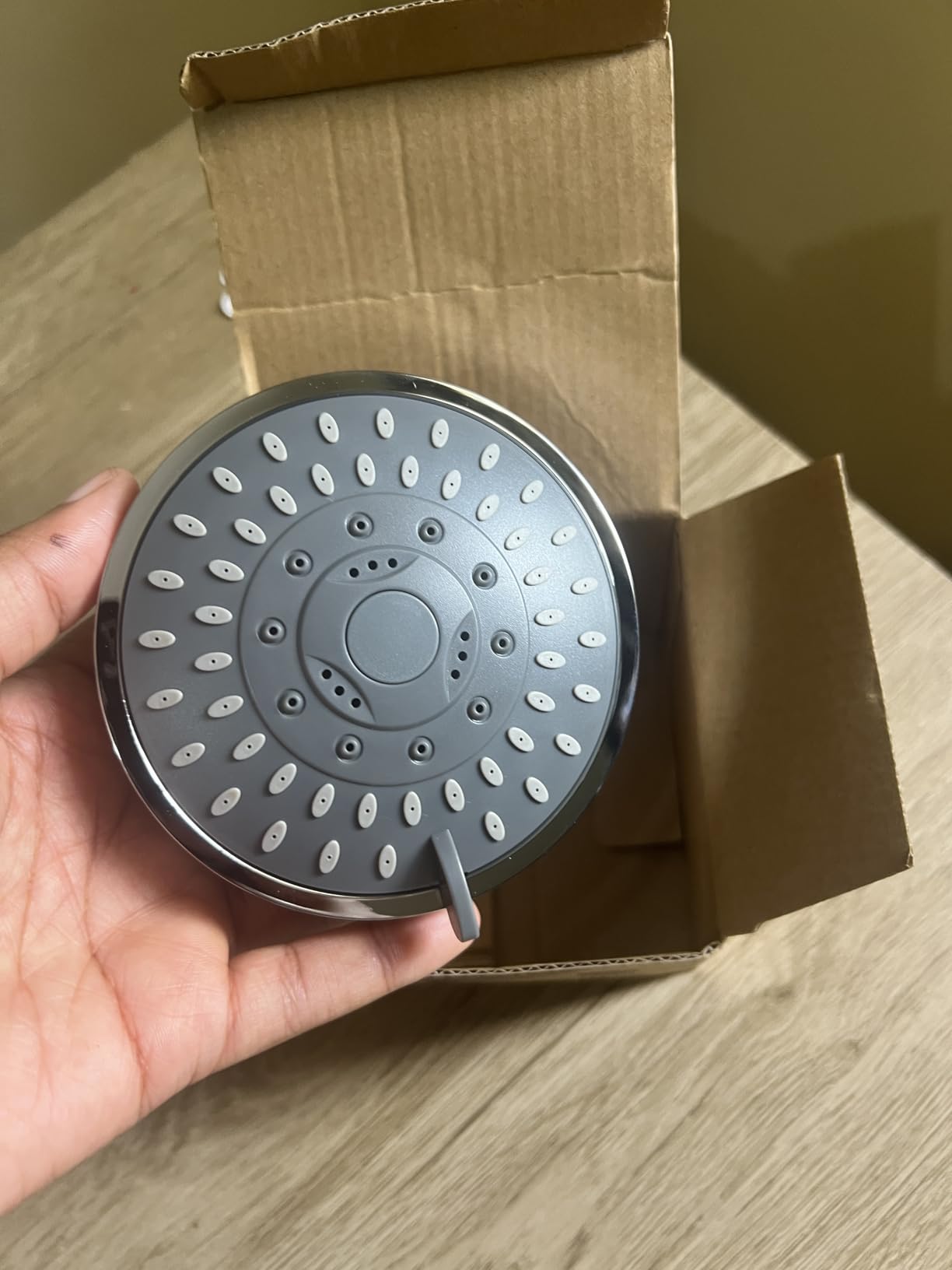 WarmSpray High Pressure Shower Head 5 Settings Fixed Showerhead 4 Inch High Flow Bathroom Showerhead with Adjustable Brass Ball Joint for Luxury Shower Experience Even at Low Water Pressure customer photo 2