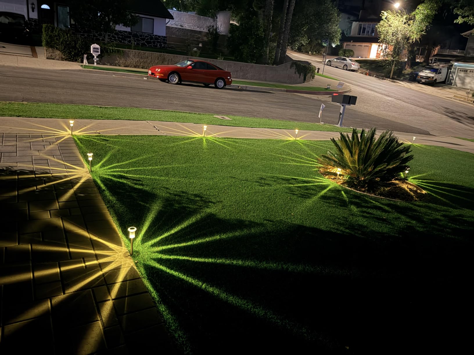 10 Pack Solar Pathway Lights Outdoor Waterproof, Cool White LED customer photo 1