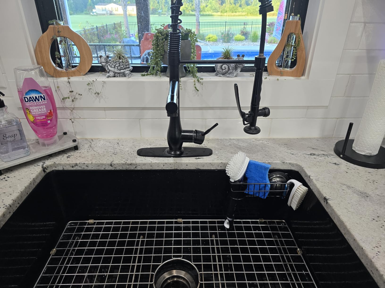 3-In-1 Sponge Holder for Kitchen Sink with Suction Cups & Adhesive Hook , In-sink Sponge Holder, Wall Hanging Sink Caddy Organizer Rack - Sponge, Dish Cloth, Brush, Scrubber - 304 Stainless Steel customer photo 1
