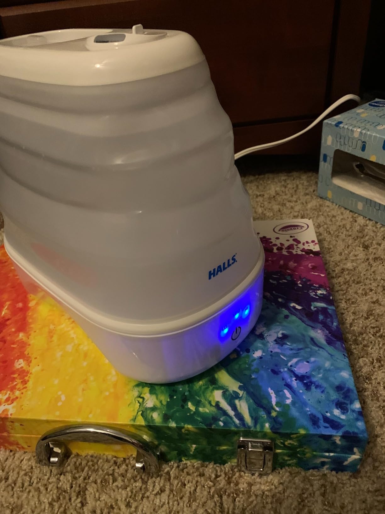 Crane Collapsible Cool Mist Humidifier for Bedroom and Office, 1 Gallon Portable Humidifier for Travel and Easy Storage, Blue and White customer photo 2