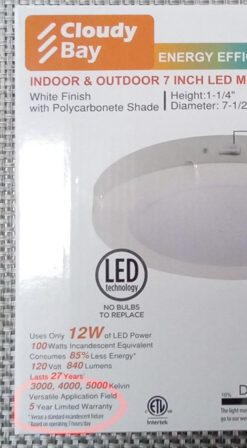 CLOUDY BAY 8 Inch LED Smart Ceiling Light,Flush Mount Ceiling Fixture,15W 2700-6500K CCT,2W RGB,Compatible with Alexa and Google Home Assistant,White Finish customer photo 2