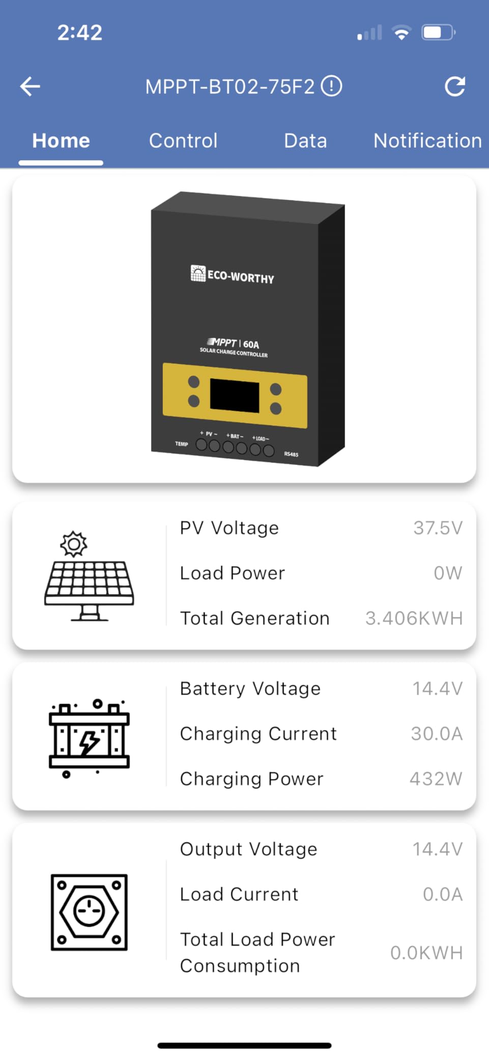 ECO-WORTHY 400 Watt 12 Volt Premium Solar Panel Kit :4pcs 100W Solar Panel+ 40A MPPT Charge Controller+ Bluetooth Module+ Mounting Z Brackets, 400W 12V Solar Power Off Grid System for Home, RV, Boat. customer photo 2