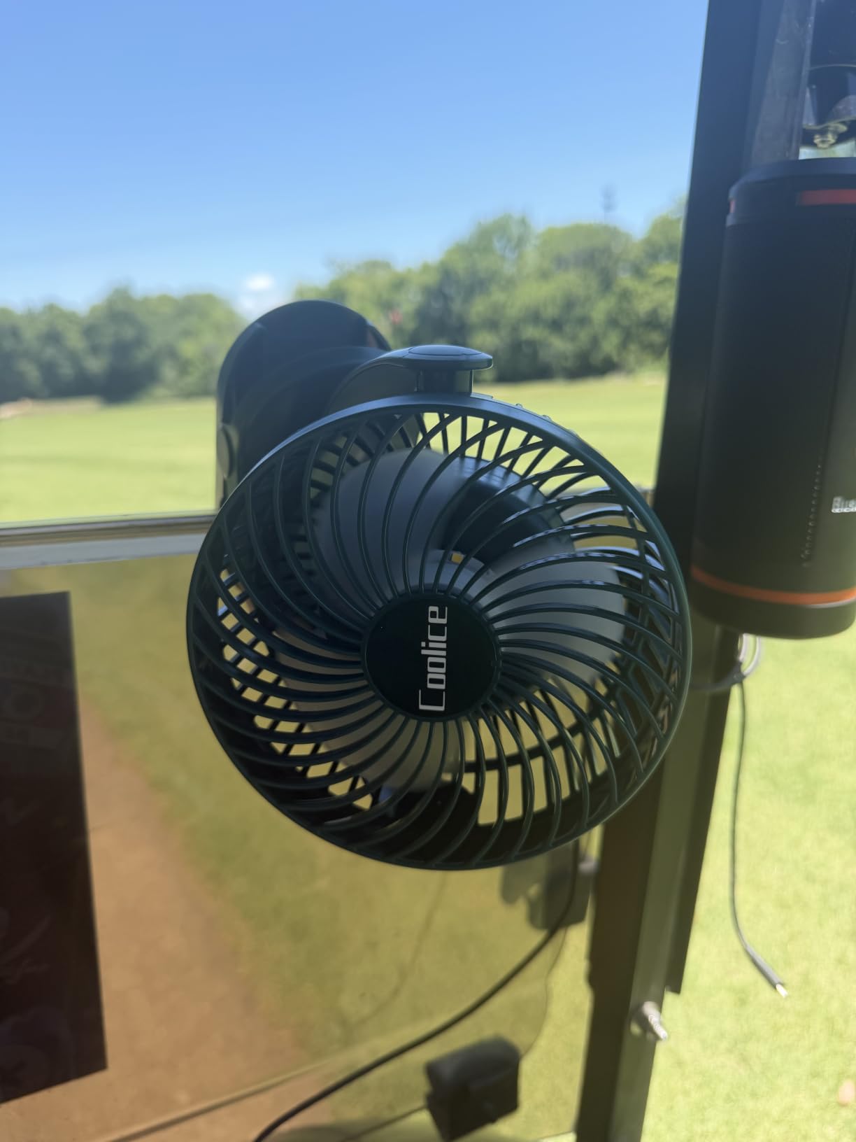 Camping Fan with Remote Control - 12000mAh Rechargeable Battery Powered Fan, Camping Fans for Tents with LED light & Hanging Hook, Rechargeable Battery Operated Ceiling Fans for Tent RV Bed, Green customer photo 1