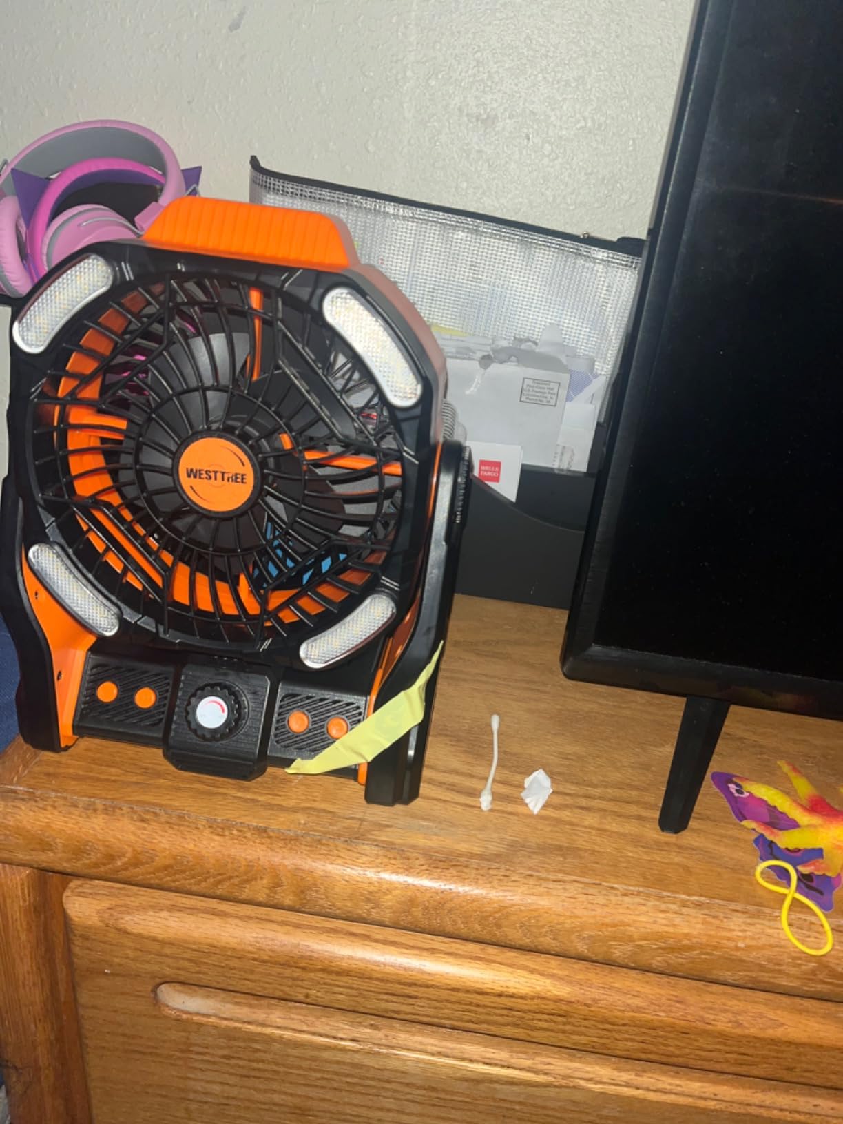 WESTTREE 20000mAh Battery powered fan Camping Fan essentials Portable fan Battery OperatedRechargeable Outdoor Tent with Light & Hook Personal USB Desk for Camping,Orange customer photo 2