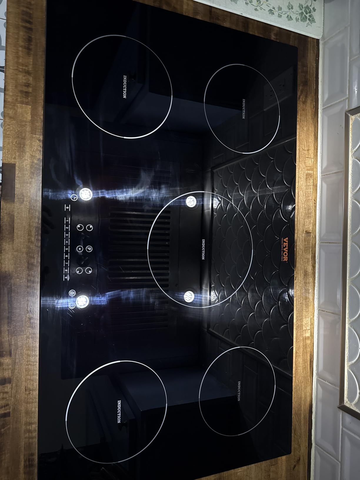 VEVOR Electric Cooktop, 5 Burners, 36'' Induction Stove Top, Built-in Magnetic Cooktop 9200W, 9 Heating Level Multifunctional Burner, LED Touch Screen w/Child Lock & Over-Temperature Protection customer photo 2
