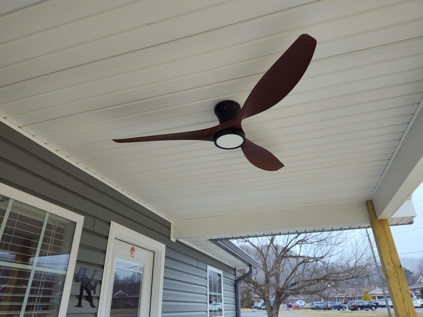 TALOYA 52 Inch Ceiling Fan with Led Light Remote Control Flush Mount Low Profile for Bedroom Farmhouse Patio Outdoor Living Room Kitchen Dining Room,DC Motor,Reversible,Black customer photo 1