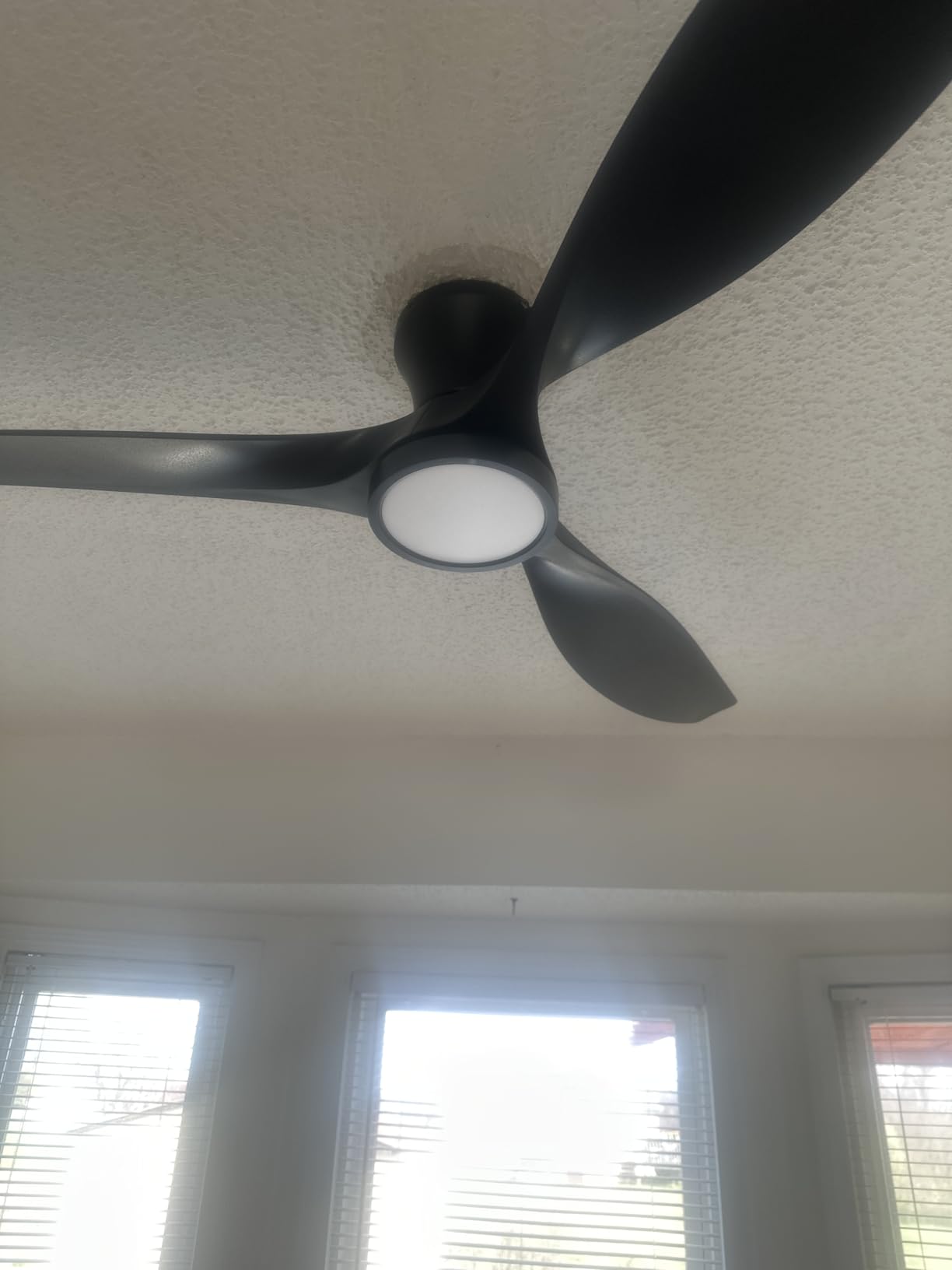TALOYA 52 Inch Ceiling Fan with Led Light Remote Control Flush Mount Low Profile for Bedroom Farmhouse Patio Outdoor Living Room Kitchen Dining Room,DC Motor,Reversible,Black customer photo 2